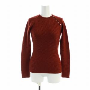 ニット カットソー 長袖 ラウンドネック ロゴ S 赤 レッド GY18 /MQ