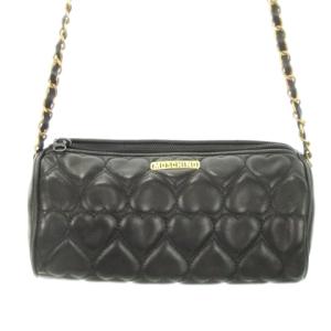 ショルダーバッグ レザー ハートキルティング チェーンショルダー ロゴ 黒 ブラック /AH11 GY18