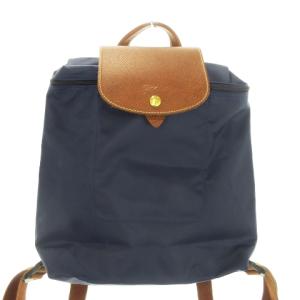 LE PLIAGE ル プリアージュ リュックサック デイパック ナイロン レザー ロゴ 紺 ネイビー