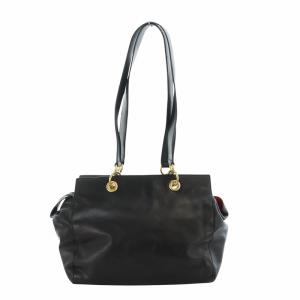 ヴィンテージ ショルダーバッグ トート ゴールド金具 ロゴ レザー 黒 ブラック GY18 /MQ