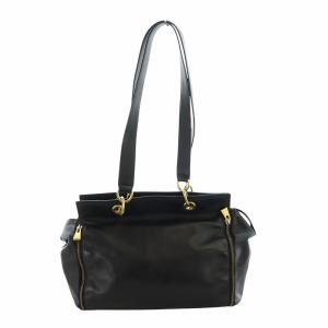CELINE ヴィンテージ ショルダーバッグ トート ゴールド金具 ロゴ レザー 黒 ブラック GY18 /MQ