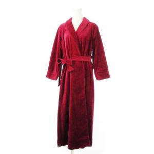 ルームウェア ガウン ナイトウェア ベロア パイル コットン ロゴ 刺繍 M 赤 レッド ワイン /CK1