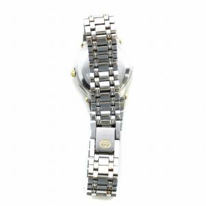 GUCCI 9000L 腕時計 ウォッチ クォーツ デイト 11Pダイヤ 黒文字盤 ゴールド色 シルバー色 GY18