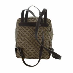 GHERARDINI リュックサック デイバッグ ロゴ 総柄 PVC レザー 茶 ブラウン GY18 /MQ