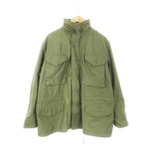 フィールドジャケット M-65 ミリタリー スタンドカラー ジップアップ 比翼 フード収納 L 緑 グリーン