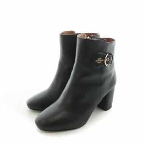 マイカ ショートブーツ ハイヒール レザー サイドファスナー US7.5C ブラック CC798 /NQ