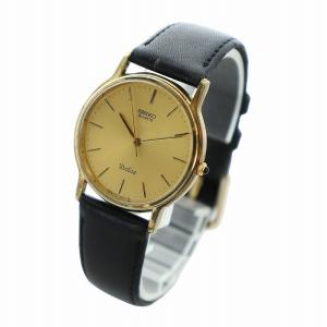 SEIKO ドルチェ Dolce 腕時計 ウォッチ クォーツ レザーベルト ロゴ ゴールド色 黒 ブラック 7731-7010