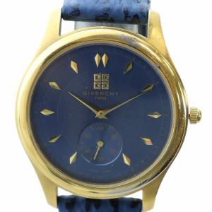 腕時計 ウォッチ クォーツ 青文字盤 スモセコ ロゴ ゴールド色 青 ブルー 003005989 GY18
