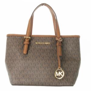 ジェットセット ハンドバッグ 2way ショルダー PVC MK柄 総柄 ロゴチャーム 茶 ブラウン 35T9GTVT0B