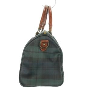 POLO RALPH LAUREN ボストンバッグ ハンドバッグ PVC レザー チャーム ロゴ ブラックウォッチ 緑 グリーン /MN9