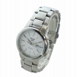 SEIKO ファイブ 5 腕時計 ウォッチ 21石 自動巻き デイト カレンダー付き ロゴ 白文字盤 裏スケ シルバー色