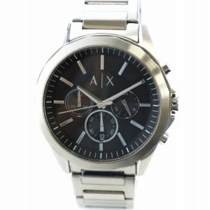 腕時計 ウォッチ クロノグラフ クォーツ 黒文字盤 ロゴ シルバー色 AX2600 GY18 /MQ
