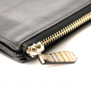 PAUL SMITH 二つ折り財布 ミニウォレット マルチストライプ レザー 黒 /MM MT