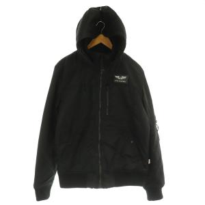 フライトジャケット 中綿 ナイロン ジップアップ フード付 ロゴ L ブラック TA1571-001 /MY