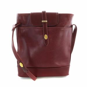 【美品】カルティエ　マルチェロ　ハンドバッグ　マストライン　パンチング　レザー マルチェロ ドゥ カルティエ ハンドバッグ エナメルレザー