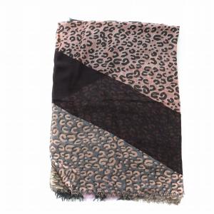 大判ストール ショール レオパード柄 ヒョウ柄 ロゴ フリンジ ピンク 黒 ブラック GY18 /MQ