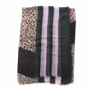 LOUIS VUITTON 大判ストール ショール レオパード柄 ヒョウ柄 ロゴ フリンジ ピンク 黒 ブラック GY18 /MQ