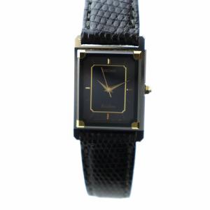 エクセリーヌ EXCELINE 腕時計 ウォッチ クォーツ スクエア レザーベルト シルバー色 黒 ブラック