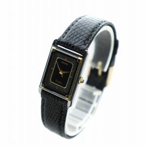 SEIKO エクセリーヌ EXCELINE 腕時計 ウォッチ クォーツ スクエア レザーベルト シルバー色 黒 ブラック
