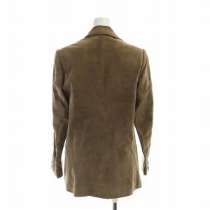 GUCCI ヴィンテージ スエード レザー テーラードジャケット 牛革 ロゴ シングル 総裏地 40 M 茶 ブラウン