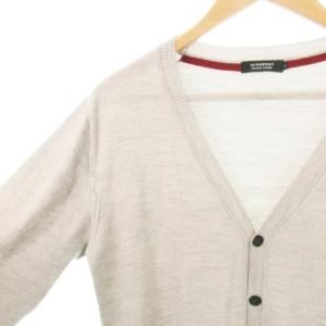 BURBERRY BLACK LABEL ニットカーディガン Vネック 長袖 ウール ライン ロゴ刺繍 3 L グレー /AH16 GY27