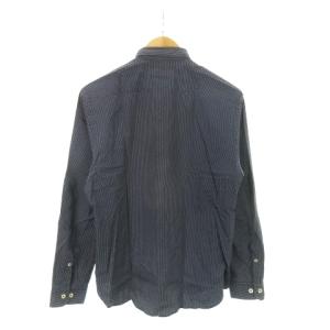 BURBERRY BLACK LABEL ボタンダウンシャツ 長袖 ロゴ刺繍 コットン ドット 総柄 3 L 紺 ネイビー /AH20 GY27