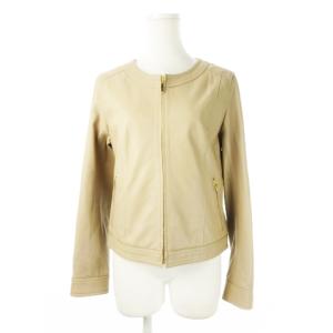 ライダースジャケット シングル レザー ラムレザー 本革 羊革 3 L ベージュ /CK26 GY27