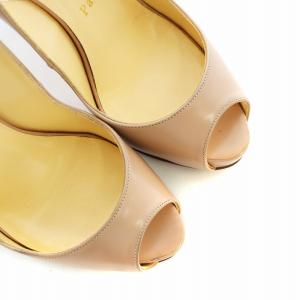 Christian Louboutin ヌード ノー プリヴェ スリングバック パンプス オープントゥ レザー ハイヒール ストラップ 34.5