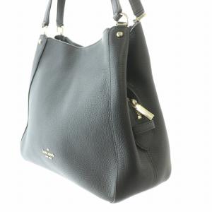 kate spade new york レイラ ミディアム トリプル コンパートメント ショルダー バッグ ハンドバッグ レザー ロゴ 黒 ブラック