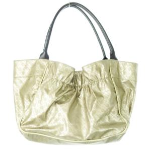 GHERARDINI ハンドバッグ ソフティ 切替 レザー シャイニー ギャザー ロゴ 総柄 ベージュ /CK12 GY18