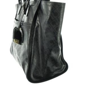 GHERARDINI ハンドバッグ トートバッグ ソフティ 切替 レザー エナメル 総柄 黒 ブラック /CK10 GY18