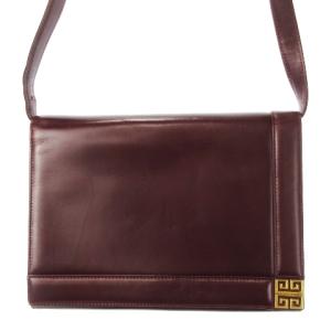 SACS ヴィンテージ ショルダー バッグ レザー 本革 ロゴ ゴールド金具 マルーン /CK6 GY18