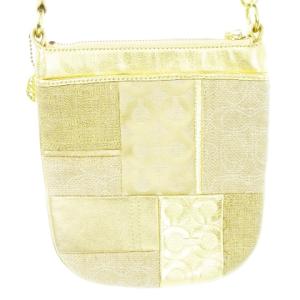 COACH ショルダーバッグ ミニバッグ パッチワーク シグネチャー キャンバス レザー ロゴ メタリック ハク チャーム付き