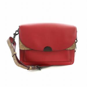 ショルダーバッグ 斜め掛け ロゴ レザー PVC シグネチャー 赤 レッド 76046 GY18 /MQ