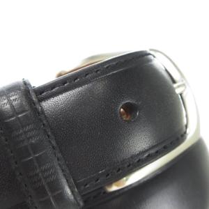 BURBERRY LONDON レザーベルト 本革 牛革 ロゴ ワンポイント チェック型押し 黒 ブラック /CK6 GY18