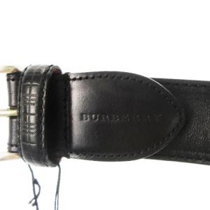 BURBERRY LONDON レザーベルト 本革 牛革 ロゴ ワンポイント チェック型押し 黒 ブラック /CK6 GY18