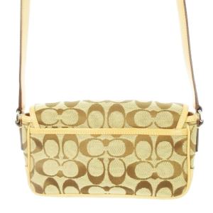 COACH ショルダーバッグ ポシェット キャンバス 切替 レザー シグネチャー チャーム付き ベージュ 6844