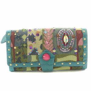 LIPPI リッピ 長財布 ロングウォレット レザー スパンコール 装飾 総柄 マルチカラー /BB MT