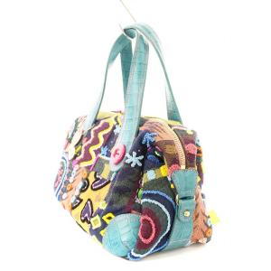 Think Bee ハンドバッグ 織柄 総柄 レザー 革 刺繍 スパンコール マルチカラー /MM GY1