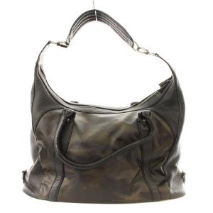 ショルダーバッグ カモフラ 迷彩柄 レザー 黒 /MM GY1