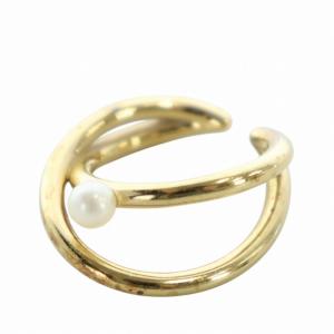 パール リングカフ 2WAY 指輪 イヤーカフ アクセサリー シルバー925 12号 ゴールド色 GY18