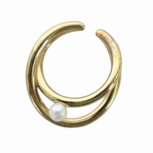 ete パール リングカフ 2WAY 指輪 イヤーカフ アクセサリー シルバー925 12号 ゴールド色 GY18