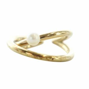 ete パール リングカフ 2WAY 指輪 イヤーカフ アクセサリー シルバー925 12号 ゴールド色 GY18