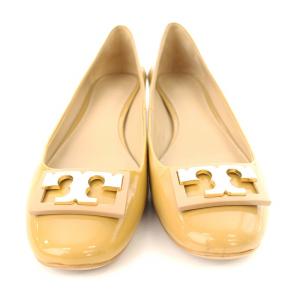 TORY BURCH パンプス ローヒール エナメル ロゴ 7.5M 黄 31435 /MM MT GY18