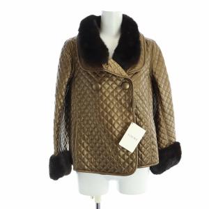 キルティングジャケット ミンク ラビット ライナー付き 38 ブラウン