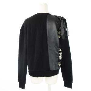 SPORTMAX CODE トレーナー スウェット ラウンドネック 長袖 切替 ワンポイント リボン S 黒 ブラック /CK24