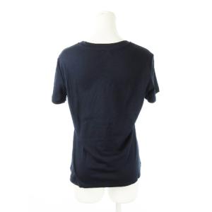 MAX&CO. Tシャツ カットソー ラウンドネック 半袖 刺繍 ビジュー ネコ キャット M 紺 ネイビー /CK29