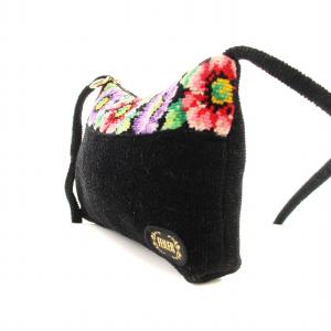 FEILER ショルダーバッグ 花柄 シュニール織 ロゴ 黒 /MM GY18