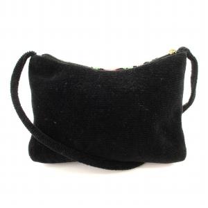 FEILER ショルダーバッグ 花柄 シュニール織 ロゴ 黒 /MM GY18