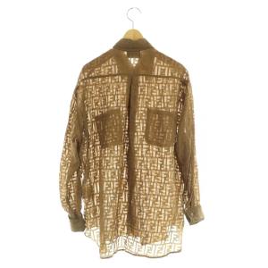 FENDI シャツ シースルー FF柄 ロゴボタン ヴィンテージ イタリア製 I40 ブラウン